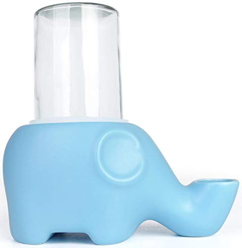DHGTEP Fuente de Agua para Gatos Bebedero de Cerámica para Gatos Mascotas Fuente para Gatos Forma de Elefante Anti-Flip Gatos Perros (Color : Blue)