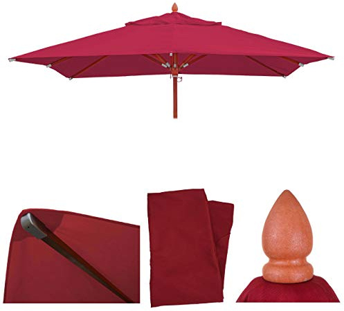Mendler Ersatz-Bezug für Holz-Sonnenschirm HWC-C57 eckig 3x3m - Bordeaux | Sonnenschirmbezug, Polyester, 3kg, Gastronomie