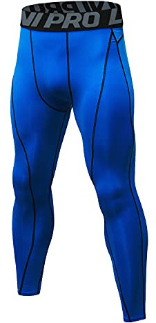 LNJLVI Leggings a Compressione da Uomo Calzamaglie Sportive Pantaloni Base Layer Tights for Gym Jogging Running (Blu/Nero,XL)