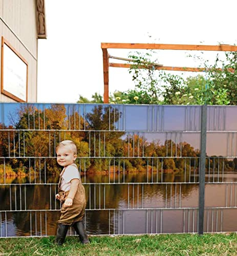 MyMaxxi Infinity Zaunsichtschutz | See 01 Teil2 Motiv 5 Streifen | Sichtschutzstreifen für Doppelstabmattenzaun | Windschutz Sonnenschutz Blickdicht | Sichtschutz Garten | Sichtschutz