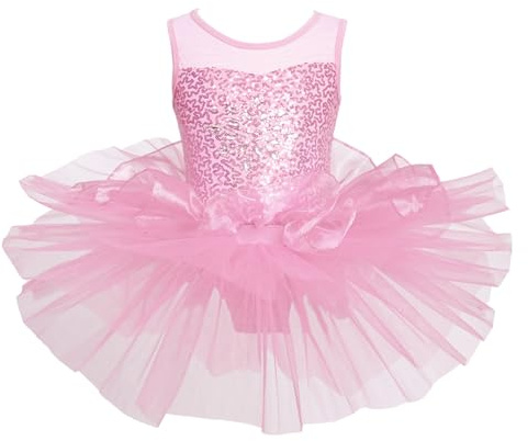 Tutu Ballerina Bambina Body Ginnastica Artistica Senza Maniche Rosa 10 Anni