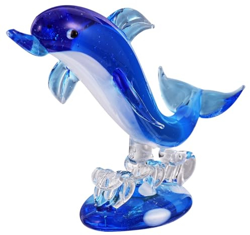 FOMIYES 1stk Delphin Aus Glas Meer Tier Figur Delfin Deko Figuren Miniatur- Tierfigur. Kristall- Delphin- Statue. Figurine Nautische Tisch Dekoration Meer Deko Glasfische