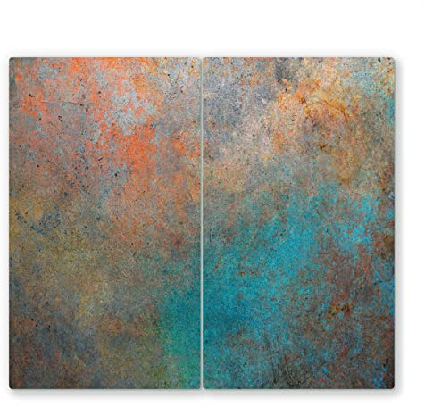 2x30x52cm - Herdabdeckplatte, Herdabdeckung für Glaskeramik-Kochfelder, Gehärtetes Glas, 60x52cm, mehrfarbig, Schneideplatte