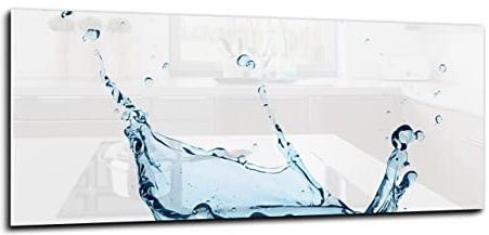 Canvasfly 100x40 Wandpaneele für Küche Deko-Spritzschutz für Küchenrückwand Glas Bilder Gehärtet Küchen-Deko Glasplatte aus Vorgespanntem Glas Küchenrückwandplatte Wasser