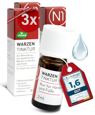 N1 Warzenentferner 6 ml - Effektive Warzen Tinktur (Medizinprodukt) | Entfernt gewöhnliche Warzen einfach & schmerzfrei - Ideales Warzenmittel für Stiel-, Dornwarzen & Gewöhnliche Warzen