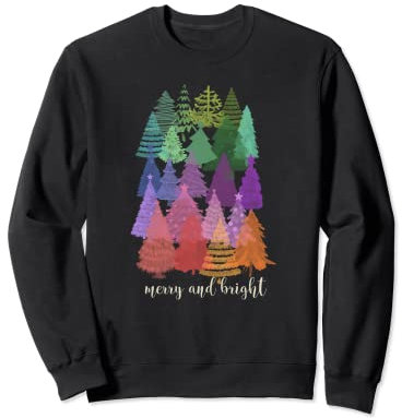 Sapin de Noël joyeux et lumineux arc-en-ciel Sweatshirt