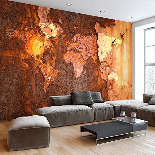 murando - Fototapete Premium-Vlies Weltkarte 350x256cm - Foto Tapete Wohnzimmer Moderne Vliestapete XXL Wandtapete Motivtapeten Bildtapete 3d Effekt Wand Dekoration Flur Landkarte Kontinente