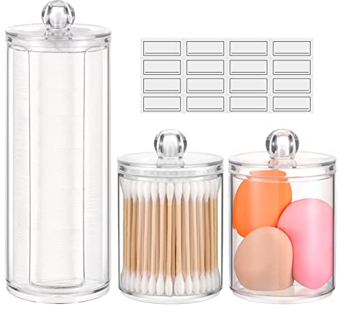 WACAR 3 Stück Wattestäbchen Behälter, Wattepadspender Wattepads Aufbewahrung Spender, Make up Organizer Schminktisch Organizer, Bathroom Storage Tin Bathroom Washbasin Storage (Style#A)