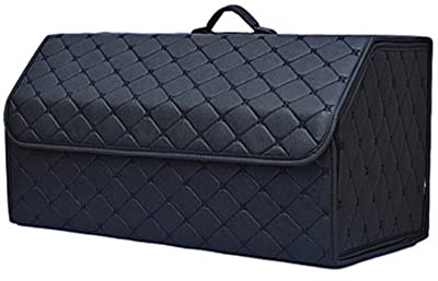 WangSiwe Auto Kofferraum Leder Organizer Box für Land Rover Range Rover Discovery Evoque Faltbare Autotasche Organizer Wasserdicht mit Fächern Aufbewahrungs Box Zubehör,Black Style-L