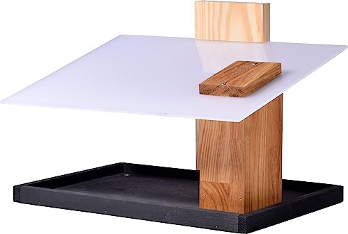 dobar® 98776FSCe - Mangiatoia per uccelli Futura I con mangime in silo, per uccelli selvatici, 35 x 24 x 22 cm, legno di quercia di pino