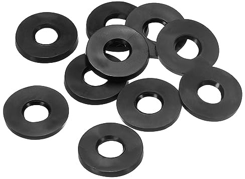 PATIKIL M6 Arandela Plana de Goma, 10Pcs Arandela Plana de Plástico Redondo Juntas Toricas Sellado Espaciador para Tubería Manguera Sujetador Perno, 6x13x1.6mm (ID*OD*Gorsor), Negro