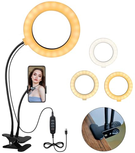 SWAVGO - LED 6 Zoll Ringlampe mit Handyhalterung, Studiolicht, verbreitetes Aluminiumstativ, für Video, Makeup, Fotografie, TikTok