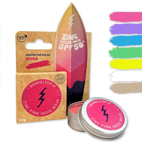 Barreltopia Creme Solaire Visage SPF 50 Bio - Protection Totale Enfant et Adultes - Stick Solaire Skincare Sunscreen - Crème solaire 50 + Sun - Kit Surf Pro - Waterproof pour visage et lèvres (Rose)