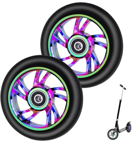 CLKE 2 Stück Freestyle Pro Stunt Scooter Rad 110 mm, bunte Rollen aus Aluminiumlegierung, mit Abstandshalter, für Apollo, für Razor, für Cox Swain Scooter Freestyle