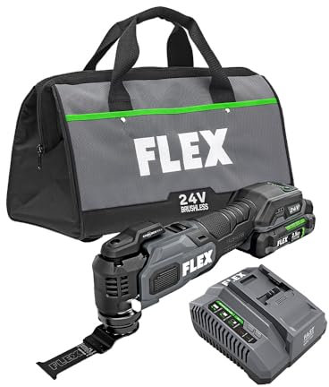 FLEX FX4111-1A 24V Brushless Cordless Oscillating Multitool Kit with 2.5Ah Lithium Battery and 160W Fast Charger