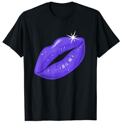 90er Jahre 80er Party Lila Lippenstift Kiss Kuss Kussmund T-Shirt