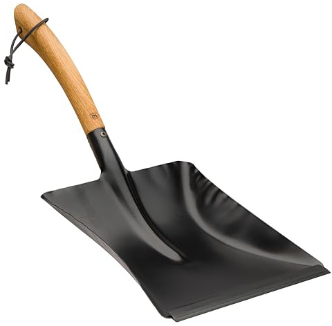 Redecker Kehrschaufel mit Griff aus geöltem Eichenholz, langlebiges pulverbeschichtetes Metall, ergonomischer Griff, großes Fassungsvermögen, Allzweck-Design im Innen- und Außenbereich, Made in