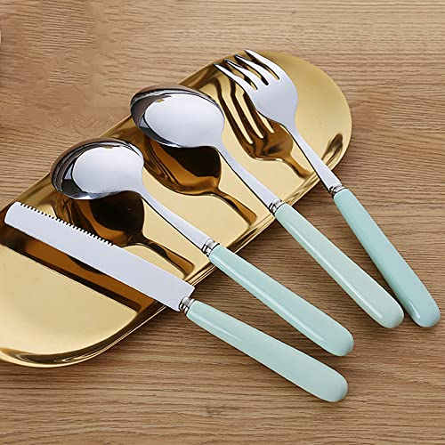 Ensemble d'argenterie rose pour 6 couverts en acier inoxydable de qualité supérieure, poignées en céramique, 24 couverts modernes, ustensiles de table, pour la maison, le mariage, les couteaux de rest