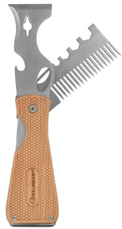 ROLLINGDOG 13 in 1 Paint Brush Cleaner Folding Painters Tool with Beech Wooden Handle Includes Paint Roller Cleaner, Paint Scraper Tool, Nail Puller