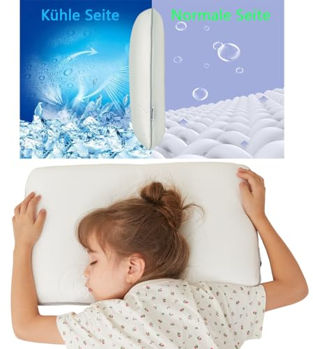 SIKAINI Kinderkissen - Kühlender Stoff mit Bären-Print, Memory-Schaum, Ergonomisches Design, Atmungsaktiv, Ideal für Kinder von 3-8 Jahren