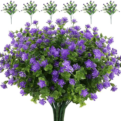 DabbOo 6 Stück Künstliche Blumen Kunstpflanzen Wetterfest Kunstblumen wie Echt Künstliche Blumenstrauß Künstlich Balkonpflanzen Fake Flowers Innen Draussen Pflanzen für Pflanzgefäß, Haus und Garten