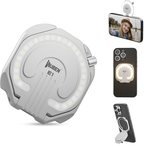 WUBEN E1 Rechargeable EDC Flashlight 300 Lumens LED Selfie Light Compact Pocket Phone Light, Convenient USB C Charging, Portable Magnetic for Night Working Video Live Streaming Call Picture (White)