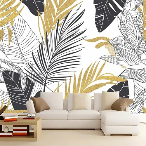 Papier Peint Photo INTISSÉ 200 x 140 cm Poster Géant Feuilles De Palmier De Luxe Abstraites Décoration, Blanc Papier Peint Panoramique 3D Décoration Murale