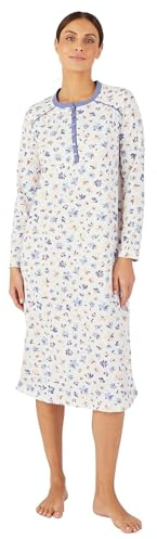 Damart - Chemise de Nuit Thermolactyl Chauffe-épaules Femme Bleu Imprimé Taille 42-44 (M)