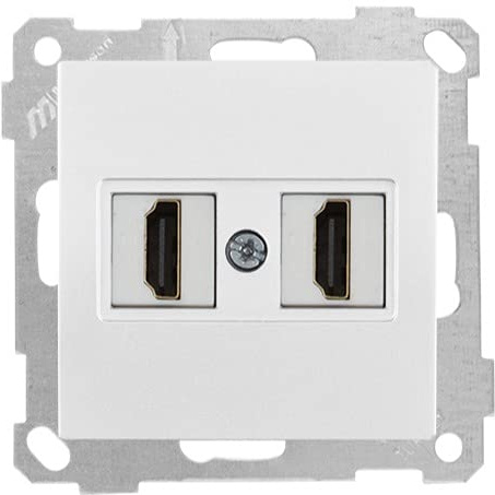2 fach HDMI Steckdose weiß mit Buchse für Einbau und Montage in Standard Schalterdose · passend für alle Rahmen der Schalterserie Candela