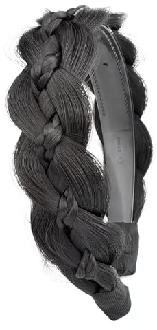 BOBIYA geflochtenes Haar Stirnband mit Zahngeflecht Haar Stirnband mit Zähnen Breite geflochtene Haar Stirnband (Tiefbraun, Freie Größe)