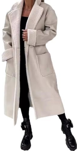 DLLDLGG Damen Wintermäntel aus Kunstpelz 2024, Übergroße Lange Mäntel aus Shearling-Fleece