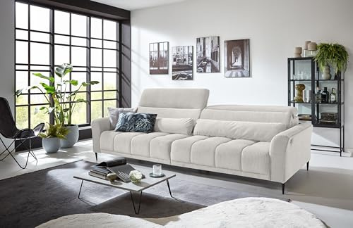 Big-Sofa >Wolve< in taupe, 2 elektrische XXL-Sitztiefenverstellungen, Nosagunterfederung, Polyätherschaum, 2 manuell verstellbare Kopfteile, inkl. 2 Zierkissen (Nierenkissen), 280x108x118 cm (BxHxT)