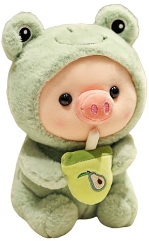 champracer Schwein Plüschtier Kuscheltier, Plüschtier Schwein Stofftier Kuscheltier, Plüschtier Frosch Stofftier Kuscheltier, Superweiches Dekoratives Kissen, Geschenk für Kinder (Grüner Frosch)