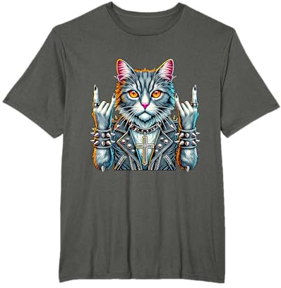 Hard Rock Festival - Katze zeigt Pommesgabel - Heavy Metal T-Shirt