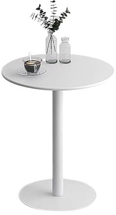 Piccolo tavolino rotondo bianco da bar per soggiorno, divano, tavolino da spuntino, bancone da bistrot, tavolo da pranzo, 40 x 40 x 50 cm