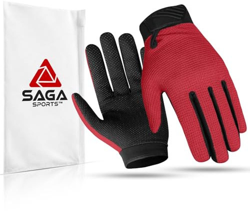 Kids Cycling Gloves - Full Finger Bike Gloves for Boys & Girls, Non-Slip Motorbike Gloves for BMX, MTB, Scooter & Outdoor Sports (Red, Small [4-6])