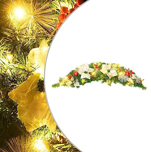 NQJIBUE Arco de Navidad con luces LED verde 90 cm PVC, decoración, decoración de temporada y vacaciones, iluminación navideña