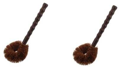FOMIYES 2pcs Wooden Dish Scrubber with Thickened Bristles for Kitchen Cleaning Ergonomic Smooth Handle Non Scratch Brush for Pots Pans Cast Iron Grill Sink and Stove Cleaning