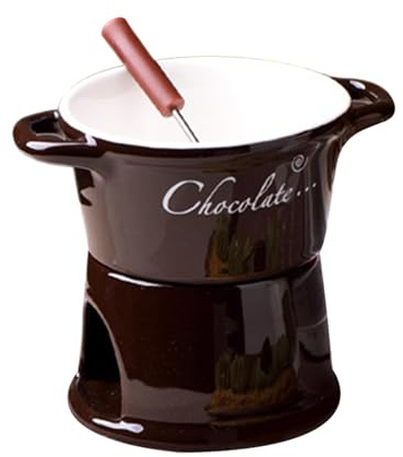Chocolate Melting Cup, Chocolate Fondue Mug, Personal Ceramic Cheese Melting Cup Kit with Forks, Butter Fondue Pot Set for Dessert Candy Caramel Appetizer Bread Afternoon Teas Beaches Date Family