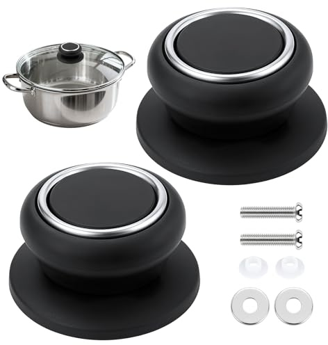 2 Stück Topfdeckelgriff,Topfdeckel Griff,Topfgriffe Ersatz Knopf,Topfgriff mit Schrauben,Universal Deckelgriff Töpfe Ersatzteile,für Langsamkocher Pfannen Bratpfannen Glasdeckel Ersatzgriff Haltegriff