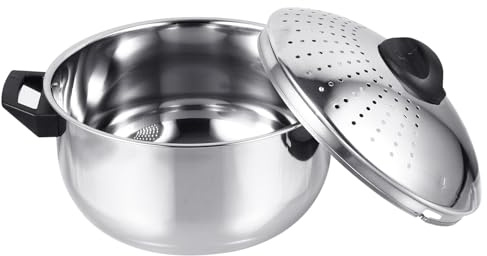 VILLCASE Casserole à Pâtes Inox avec Passoire Intégrée Rapide Pot Haute Température Léger et Facile à Nettoyer pour Cuisson et Égouttage Pâtes
