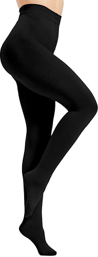 Nebalia Medias Termicas para Mujer Invierno - Forro Polar Grueso, Medias Térmicas Calefactoras, Opacas, Elásticas y Cómodas Negro L-XL