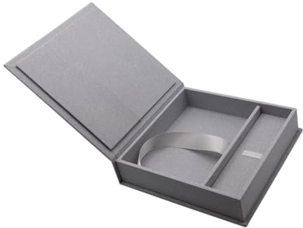 Élégante boîte à photos, avec fente USB, pour clés USB et tirages photo, 13 x 18 cm (sans USB), boîte de rangement, boîte de rangement, boîte à souvenirs, cadeau photo (gris, 21 x 21 x 5 cm)