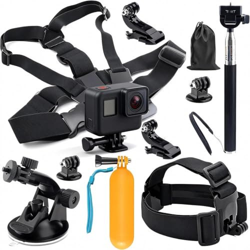 11-in-1 Action Camera Accessories Kit, Adjustable Chest Head Mount Bundle | Mount, Compatible with GoPro Hero 13, 12, 11, Fit for DJI Action, Ideal for Skiing, Biking, Outdoor Sports