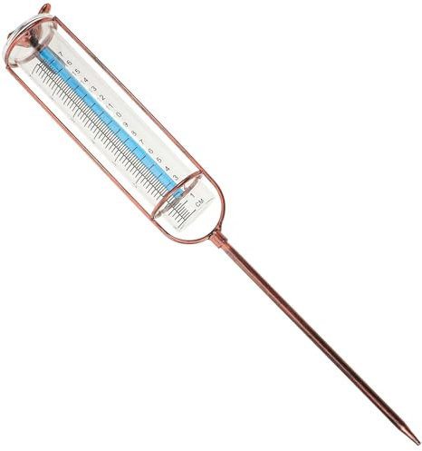 EPIGEIST Pluviomètre en Verre Tube Gradué 18 Cm pour Jardin Extérieur, Tube de Remplacement Stable en Laiton Jaune Joint Rouge, Mesure Précise des Précipitations pour Pelouse