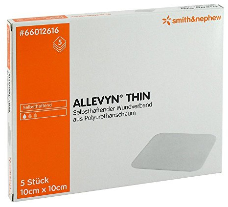 ALLEVYN Thin 10x10 cm dünne Wundauflage 5 St