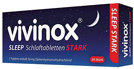 vivinox SLEEP Schlaftabletten stark: Schlafmittel für Einschlafen & Durchschlafen, mit Diphenhydramin bei Schlafstörungen, 20 Stück