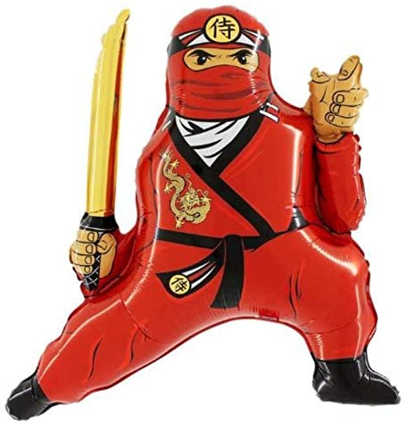 Grabo Ballon gonflable Ninja rouge, environ 60 x 70 cm