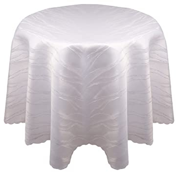 Damast YSN610 Tischdecke, Lotuseffekt - 160 cm rund - weiß