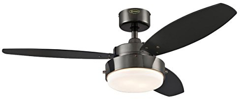 105 cm Deckenventilator Alloy 78764 mit Einzelleuchte und drei Flügeln, Ausführung in brüniertem Metall mit Opalmilchglas